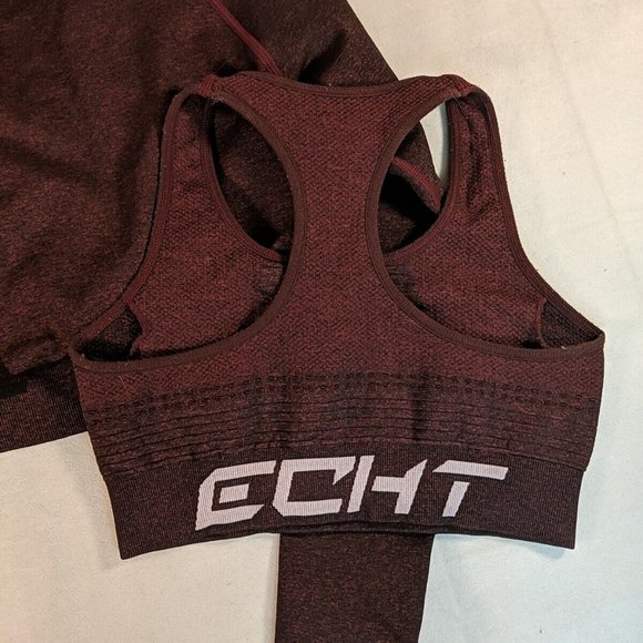 Echt 2 Set Bra Arise Scrunch Long Sleeve Crop Athletic Shirt Women's Small S - Picture 11 of 13